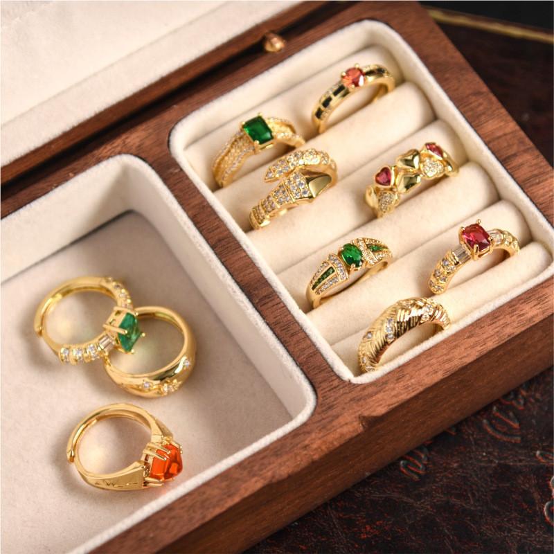 Stylish And Contemporary Open Adjustable Copper Ring With Zircon For Womens Fashion Statement