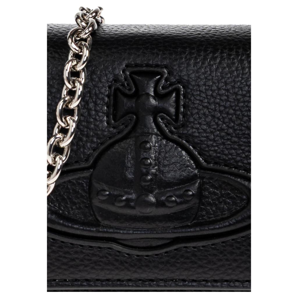 VIVIENNE WESTWOOD Hazel Logo Embossed PU Crossbody Shoulder Bag Small Women Bags Black 4603000XWS000DN403