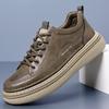 New winter British casual leather shoes black board shoes platform sneakers