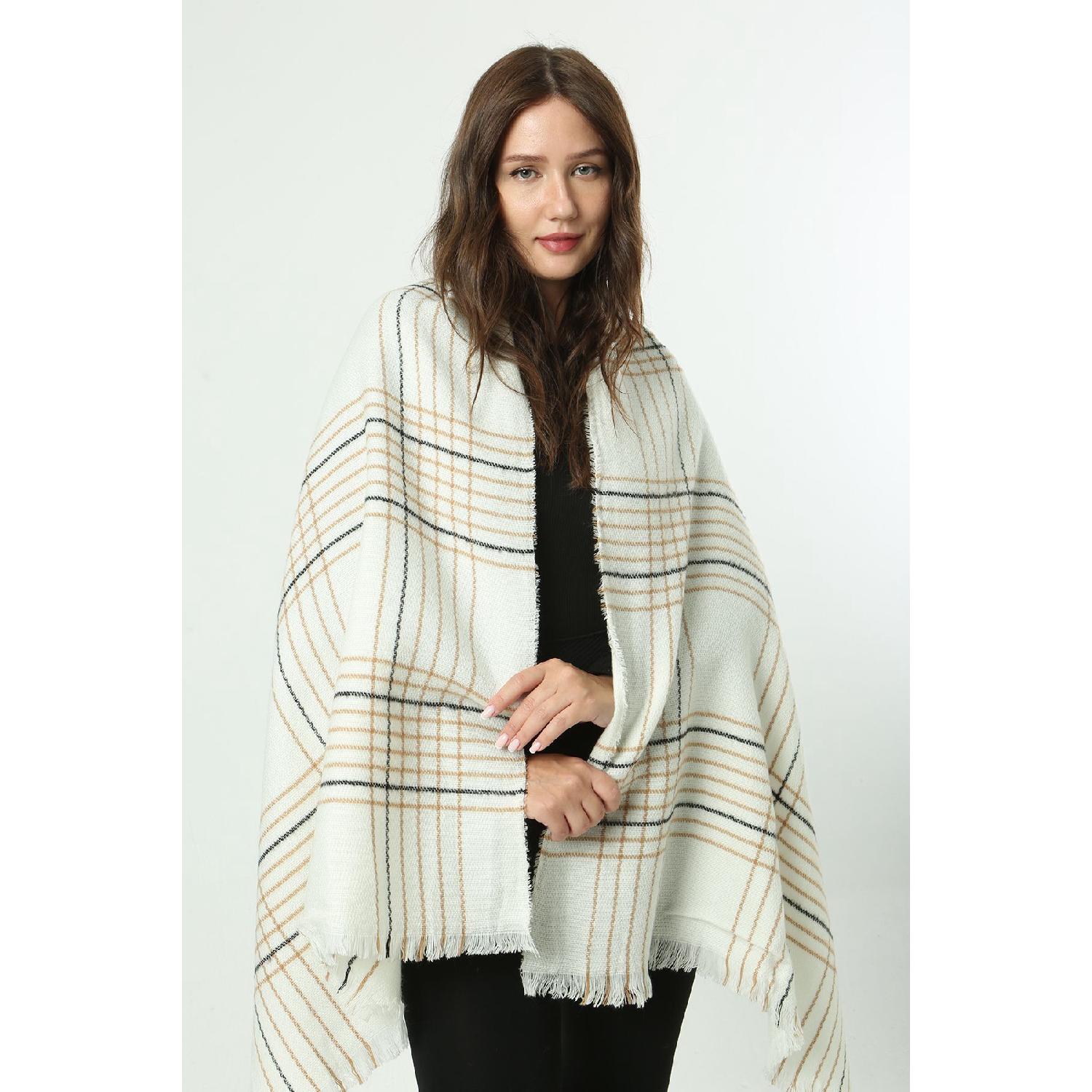 

Square Patterned Scarf Shoulder Shawl 70x180 Cm 1280 Ecru 70 x 180 экрю