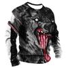 Men's Spring And Autumn Personality Retro Animal Wolf 3d Printed Round Neck Long Sleeve T-Shirt Casual Loose Breathable Jumper