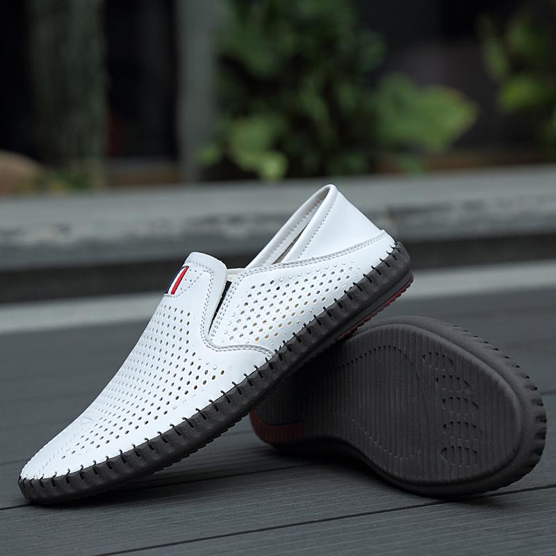 2024 Spring Autumn New Breathable Loafers Soft Sole Anti Slip Trendy Deep Blue Men's Flat Shoes Fashion Men's Work Shoes