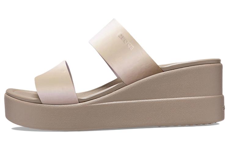 Crocs Brooklyn Slide Slippers Women s Champagne 207640-99P 36-37