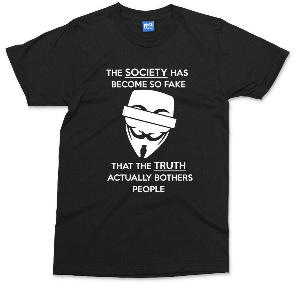Anonymous Woke Quote T Shirt Conscious Awareness Slogan Tee Guy Fawkes Men's Top