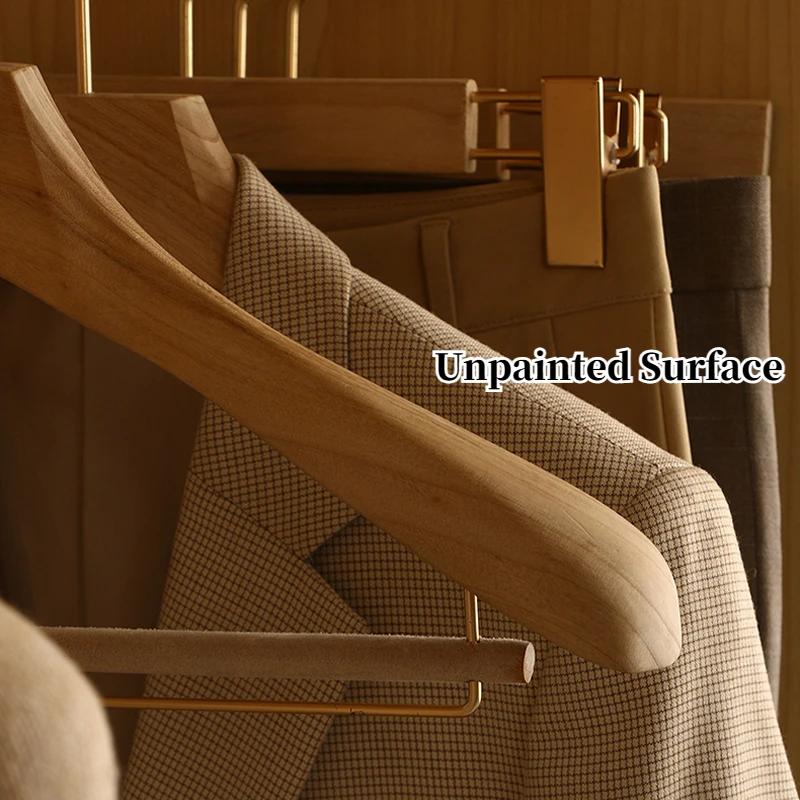 4cm Wide Shoulder Wooden Hanger,Cinnamomum Wood Clothes Rack with Velvet Crossbar,Suit Hangers with Non-Lacquer Smooth Surface