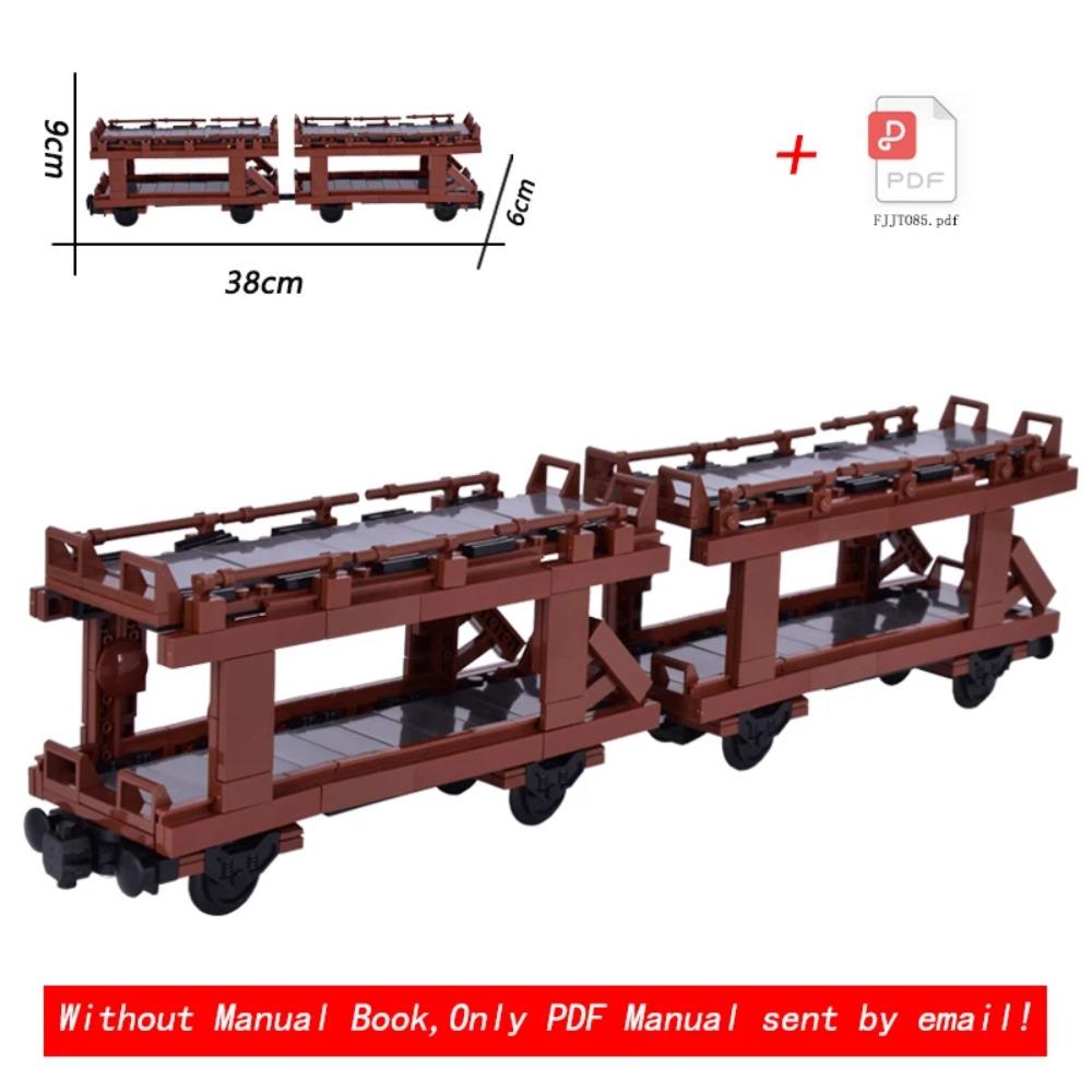NEW MOC Brown Retro Train Freight Car Brick Set, Closed Box Wagon MOC Kit, Hobby Collectible Toy, Compatible Building Blocks