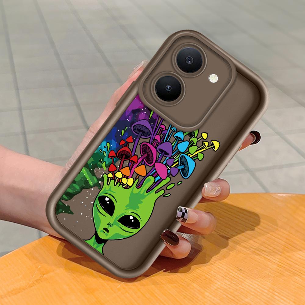 

Мягкий силиконовый квадратный чехол с рисунком лестницы для телефона, полное покрытие, противоударный защитный резиновый чехол для камеры для Vivo Vivo Y28 4G коричневый