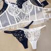 Sexy Low Rise Thong for Women - Lace Floral Embroidery Sheer Lingerie