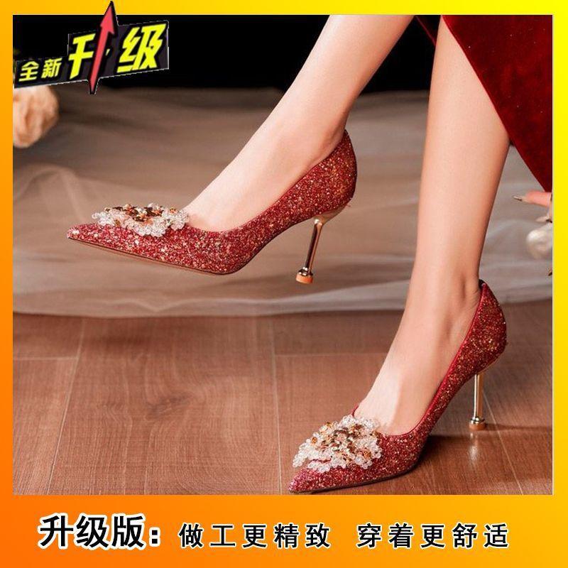 

Niche design comfortable high heels spring and summer new pointed shallow mouth stiletto shoes 40