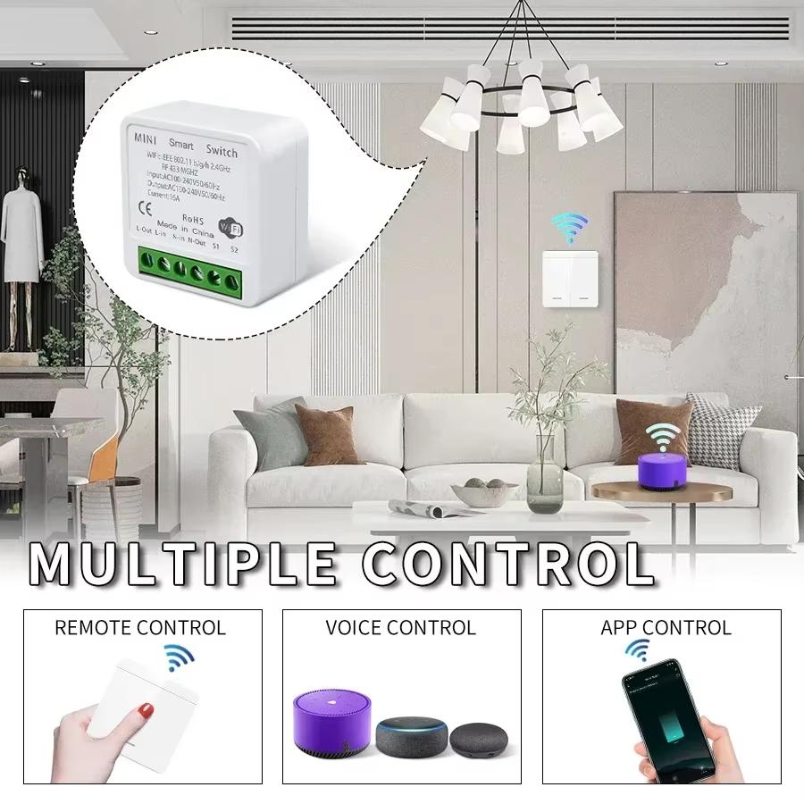 Tuya Smart WiFi Schalter DIY Modul Drahtlos RF433MHz 1/2/3-fach Wandpaneelschalter APP Sprachsteuerung mit Alexa Google Assistant