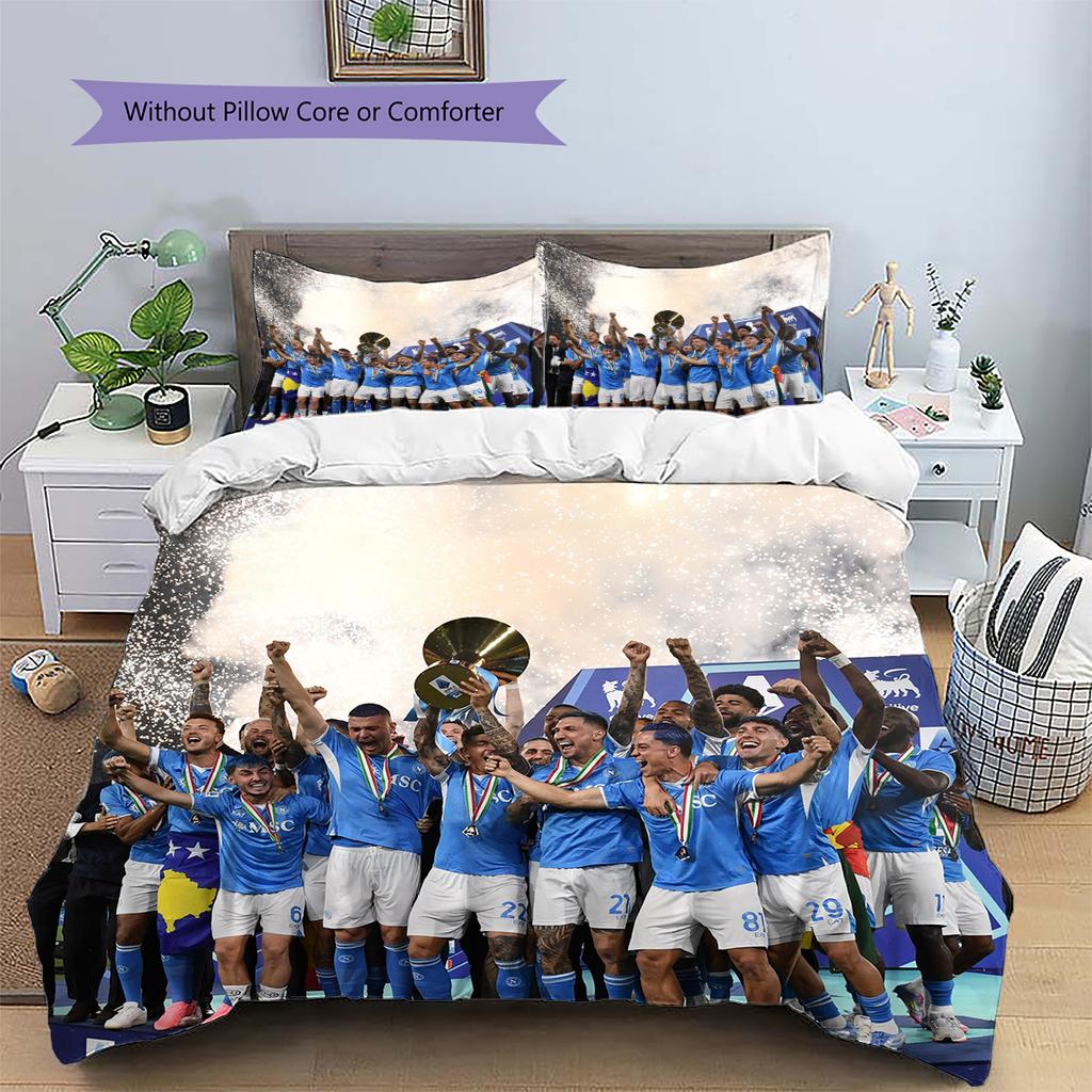 Napoli Football Team Pattern Bedding Home Decoration Birthday Gift (1 * Duvet Cover + 2 * Pillowcase, Without Core)