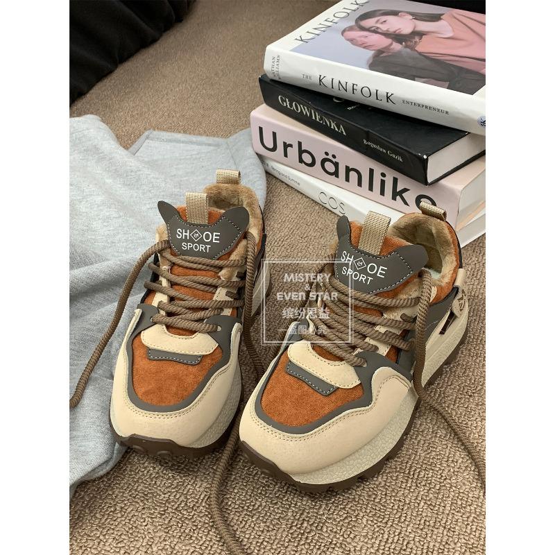 Winter new platform sneakers fleece running shoes 1458