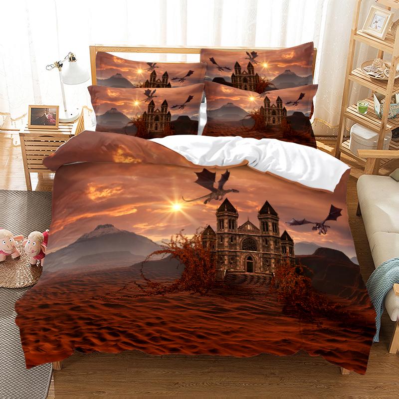 

Комплект постельного белья с цифровой 3D-печатью, пододеяльник и наволочка с пейзажами звездного неба, односпальная двуспальная кровать, полноразмерное постельное белье для спальни, украшение дома AU Double 180x210cm