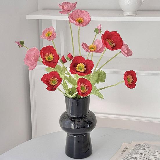 Artificial Flower 4 Head Realistic Fake Silk Flower with Long Stem Home Office Wedding Party Faux Flower Decoration