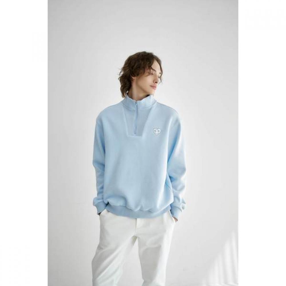 Goxo Half Zip Fleece Sweatshirt Blue Smile Heart XXL(110)