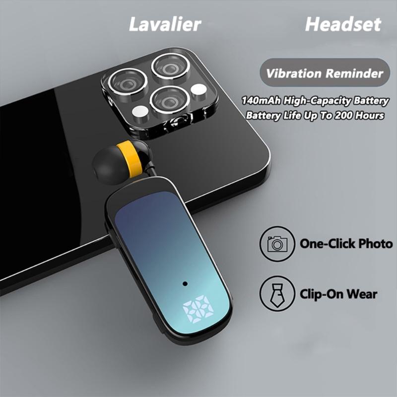 Long Service 20 Hour Life Wireless Bluetooth-compatible Clip Earphone Featuring Vibration Alerts for Hands Easy Calling Use