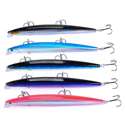 Esca per la pesca in mare a forma di pesciolino grande e lungo da 18 cm e 24 g, occhi 3D, ami resistenti