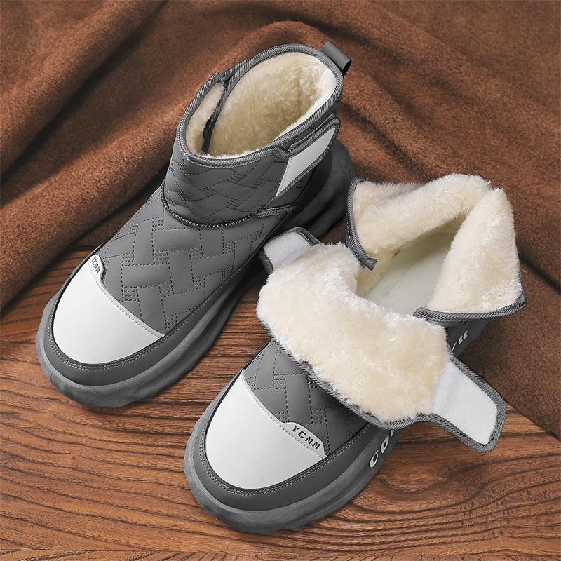 

Fashion Golden Sapling Men Boots 2025 Winter Shoes Fashion Designer Warm Plush Snow Boots Down Cloth Windproof Man Platform Chunky Shoes 44 темно серый
