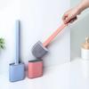Flexible Toilet Brush Cleaner Long Handle Hanging Silicone 360 Degree No-Dead-Corner Flexible Cleaner Brush Holder Set Bathroom