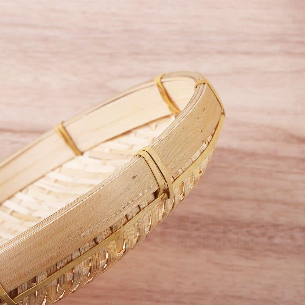 Flat Handmade Weave Basket 18CM Bamboo Storage Tray DIY Woven Bamboo Tray  Food Storage