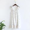 Ladies Summertime Cotton Yarn Pure Cotton Thin Suspender Nightdress Loose Mid-length Sweet and Lovely Long-cut Home Dress Camisola Sexy