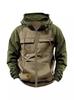 Men's Multi-Pocket Patch Leather Hooded Sweatshirt - Spring/Autumn European & American Style