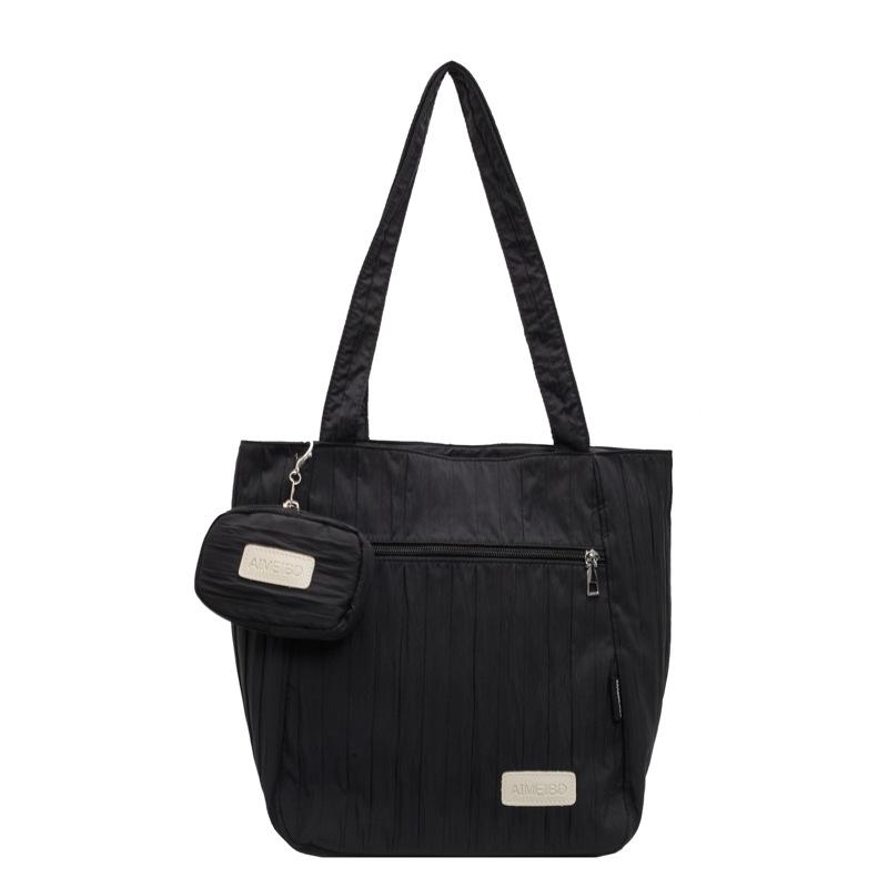 Large Capacity Tote Bag Women Commuter Handbag Solid Color Shoulder Bag