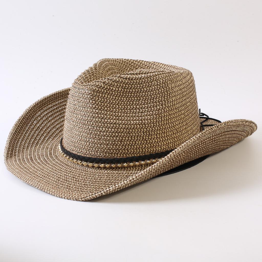 Popolare cappello da cowboy western classico europeo e americano intrecciato in paglia per uomo e donna moda outdoor stile OL cappello a cilindro intrecciato