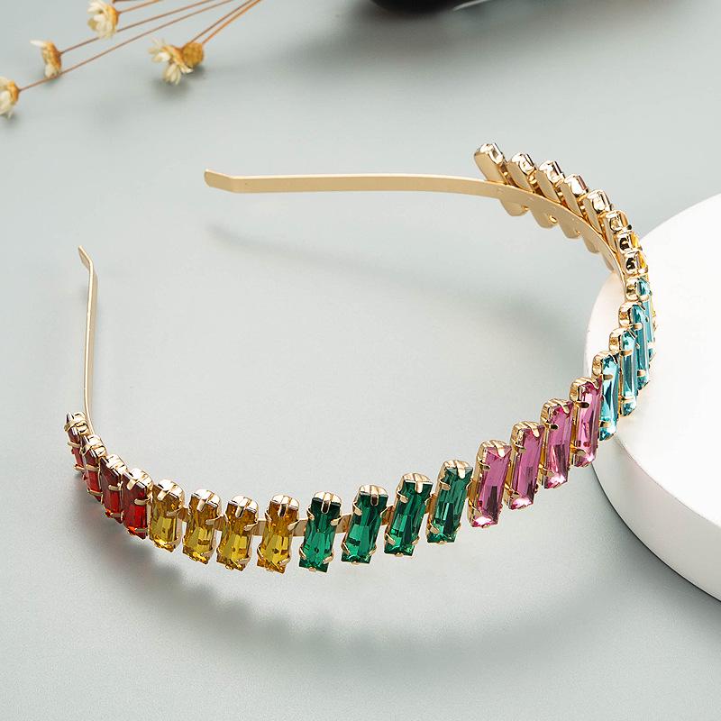 

Korean Style Colorful Rhinestone Thin Metal Headband: Trendy Mori Fairy Hair Clip