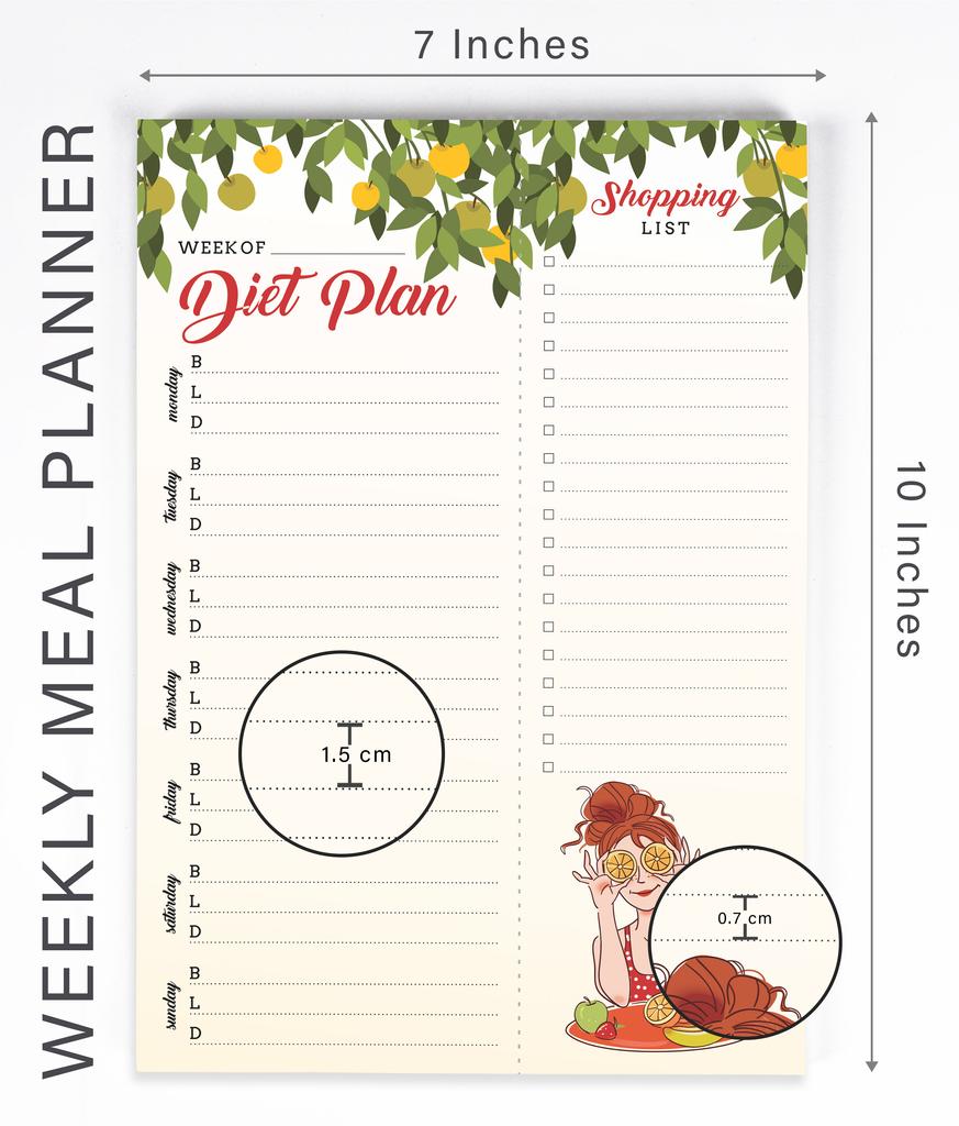 Inkdotpot Weekly Meal Planner Notepad 7"x10 , "Kitchen Menu" Magnetic Meal Planning Pad with Tear Off Grocery S-54 Sheets