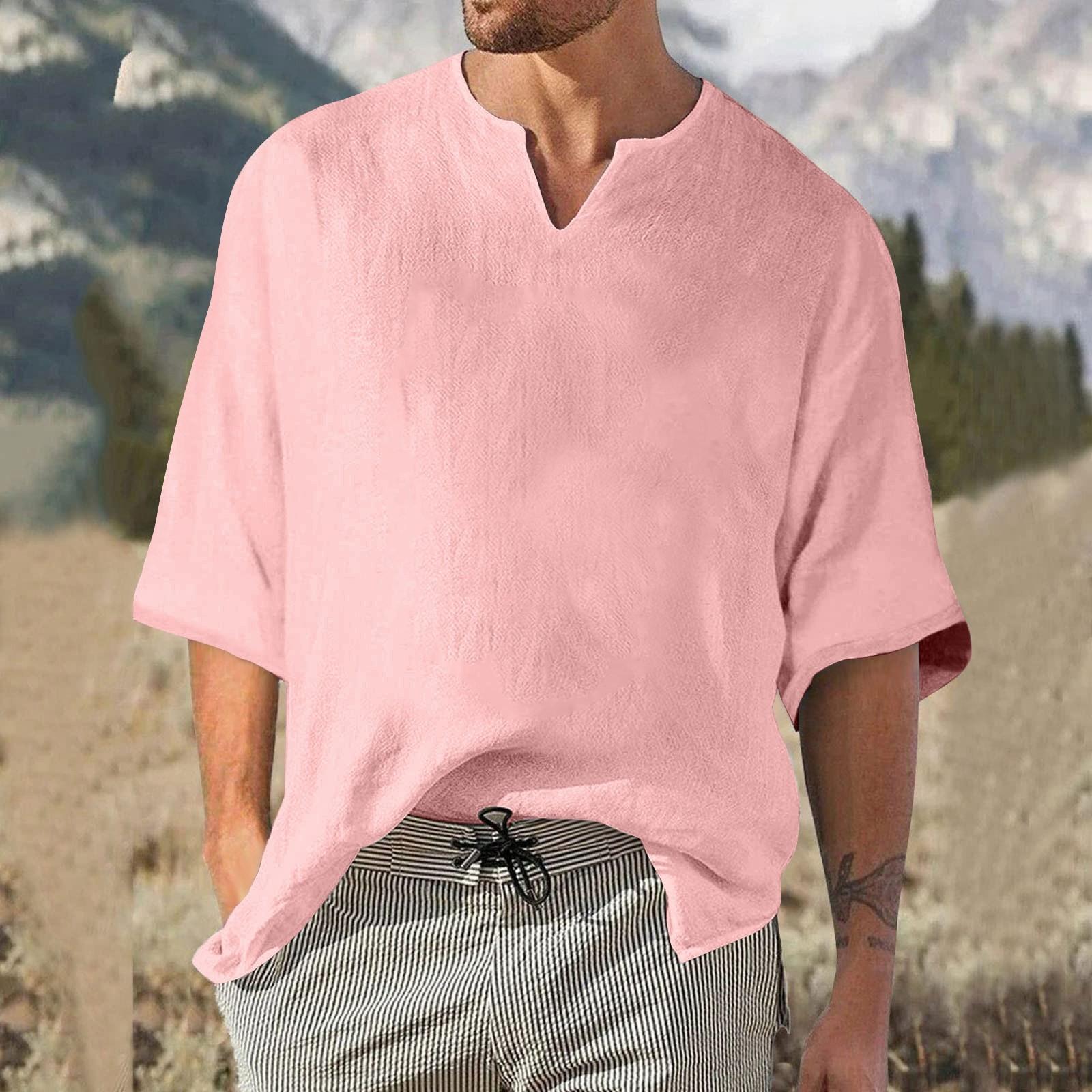 Мужской однотонный плиссированный топ с рукавом четверть — фото 18