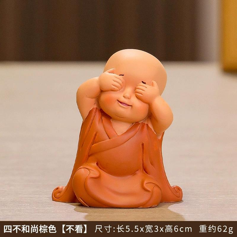 Little Monk Figurine Mini Monk Statue Cute Buddha Statue Adorable Baby Little Monk Decoration Creative Little Ornament