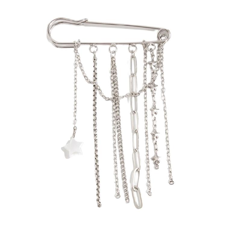 Elegant Metal Chain Tassels Brooch Badge With Layered Effect For Adding Flair To Coats Bags And Various Garments