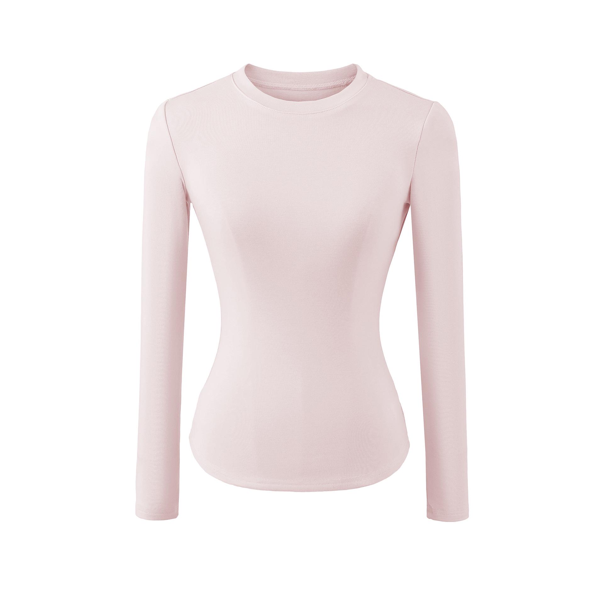Women s Slimming Long Sleeve Base Layer Top, Stretchy, Slim Fit, Round Neck, Available in Multiple Colors for Spring & Autumn. Medium розовый