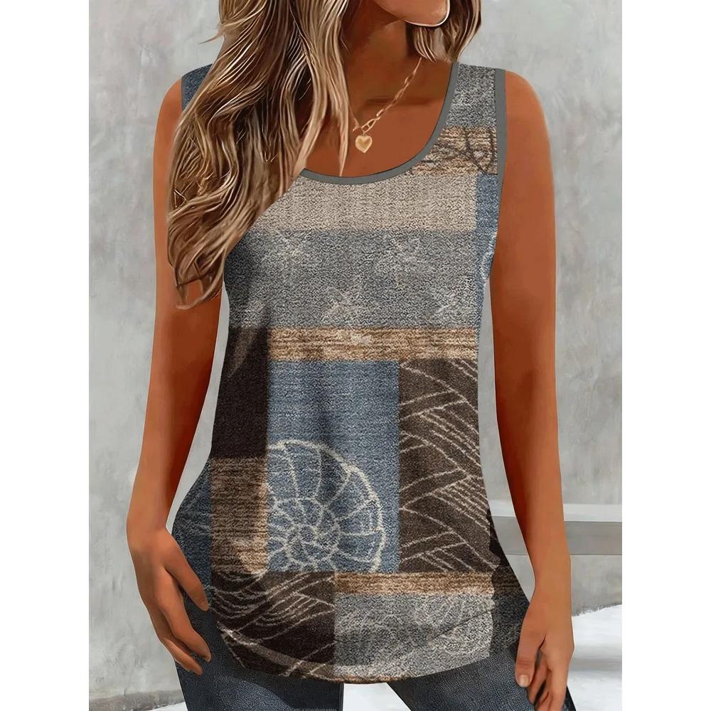 Fashion Women's Flower Printed T-Shirt Casual Loose Sleeveless Top Comfortable Camis Tank Tops