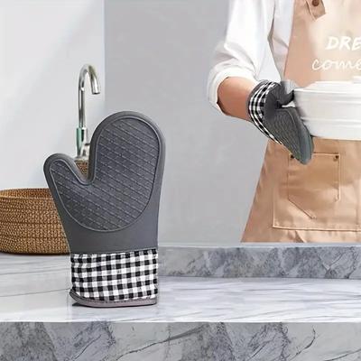 1 pz, guanto isolante in silicone, antiscivolo, allungato, ispessito e resistente alle alte temperature utensili da cucina anti-scottatura, forniture da cucina
