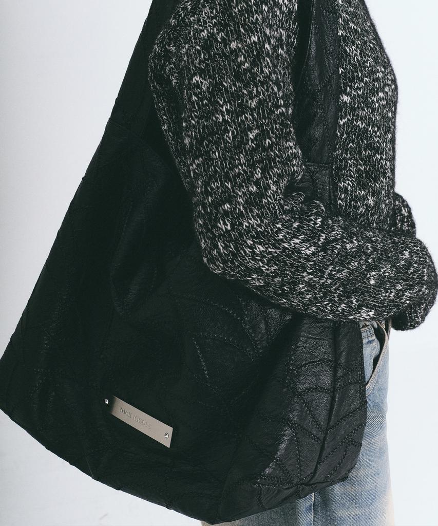 Nick&Nicole Leather Wrinkle Tote Bag_Black