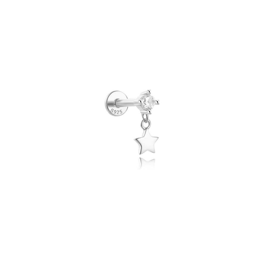 ROXI 925 Silver Star/Flower/Pearl Zircon Dangle Earrings For Women 1pc Simple Earrings For Women Girl Wedding Gift