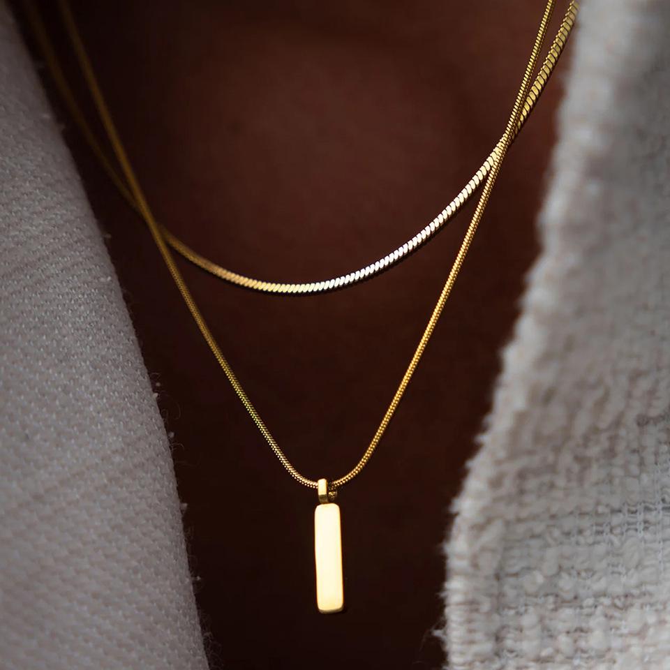 Men's Luxurious Snake Bone Chain Pendant Necklace - Celebrity Style Dog Tag Clavicle Sweater Chain