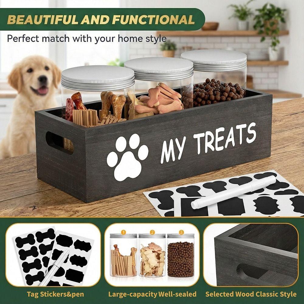 Reusable Pet Food Container Wooden Food Storage Container  Countertop Organization