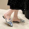 Fashion Summers Embroidery Womens Slippers Fashion Elegant Pointed Toe Slides Shoes Ladies  Luxury Designer Shoes for Women
