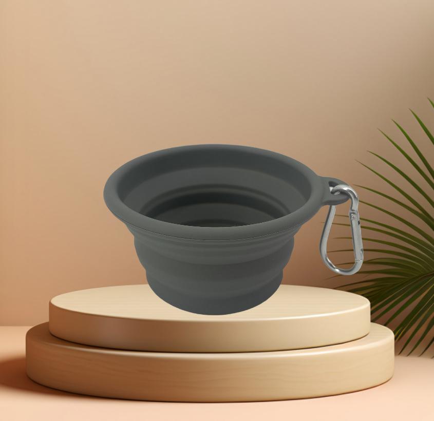 Factory Direct Portable Dog Bowl Outdoor Travel Silicone Pet Folding Bowl Water Feeding Dual-purpose Folding Bowl