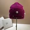 Winter Light Luxury Niche Rhinestone Heavy Industry Knitted Hat Celebrity Outdoor Warm Rabbit Hair Pullover Hat