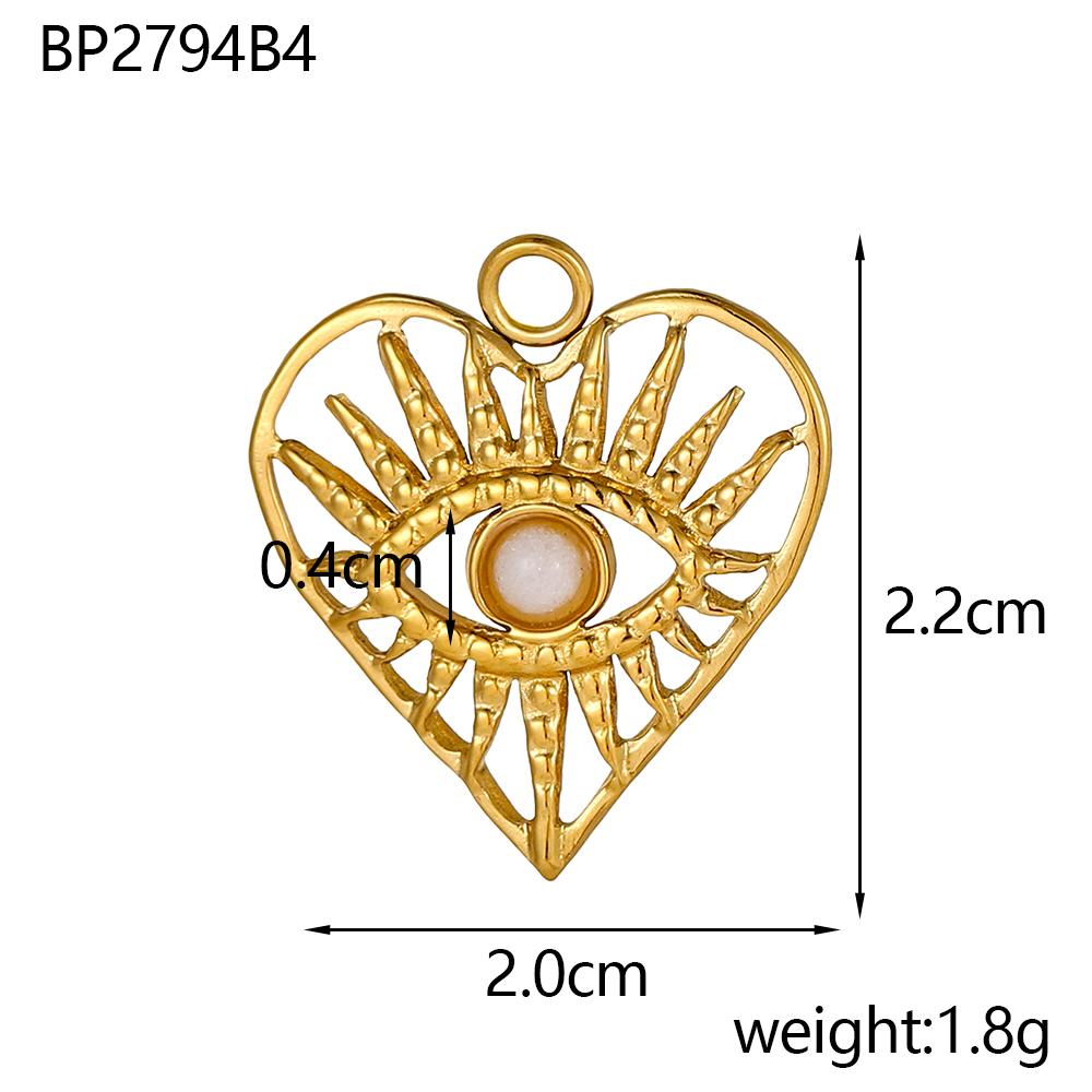 CARLIDANA Luxury Gold Plated Stainless Steel Charm Evil Eye Oval Heart Flower Colorful Natural Stone DIY Jewelry Making Women