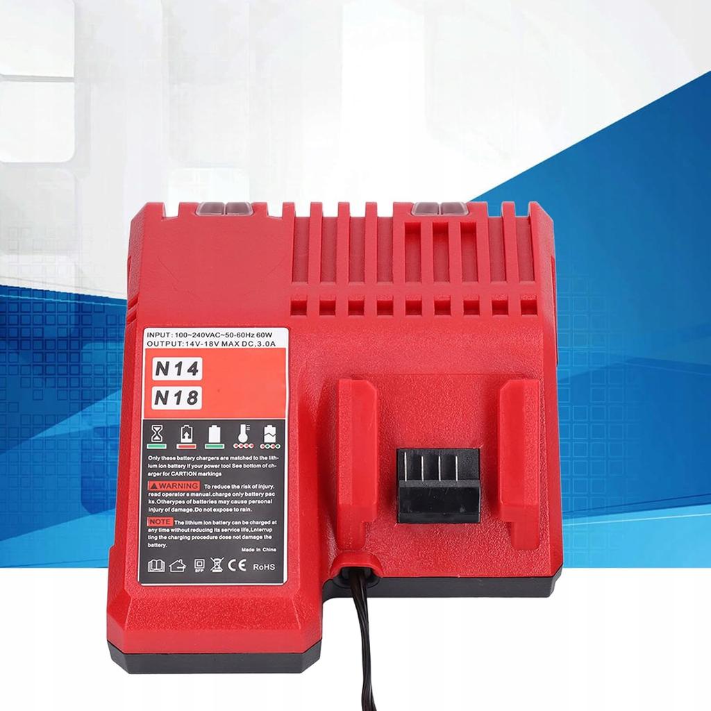 Rosfix VoltPlus M12-18FC PowerDock - Ersatz-Milwaukee-Ladegerät | 12V-18V | 3A | LED | ABS | Kompatibel mit M14, M18