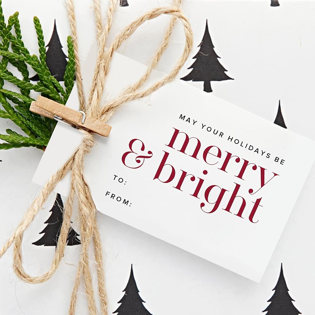 50-Pack Glossy Finish Rectangular Holiday Gift Tags, for Easy Hanging, Perfect for Christmas Presents, Events & Celebrations