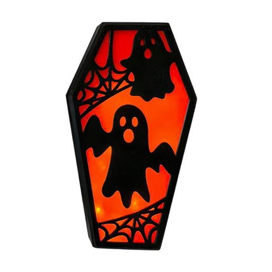 Yousheng Halloween Casket Decor, DIY Bat Ghost Ornament with Lights, Spooky Graveyard Scene Prop for Party Home Haunted