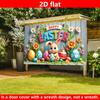 2D Spring Easter Door Cover Colorful Easter Bunny with Eggs on Wooden Background for Party Decoration