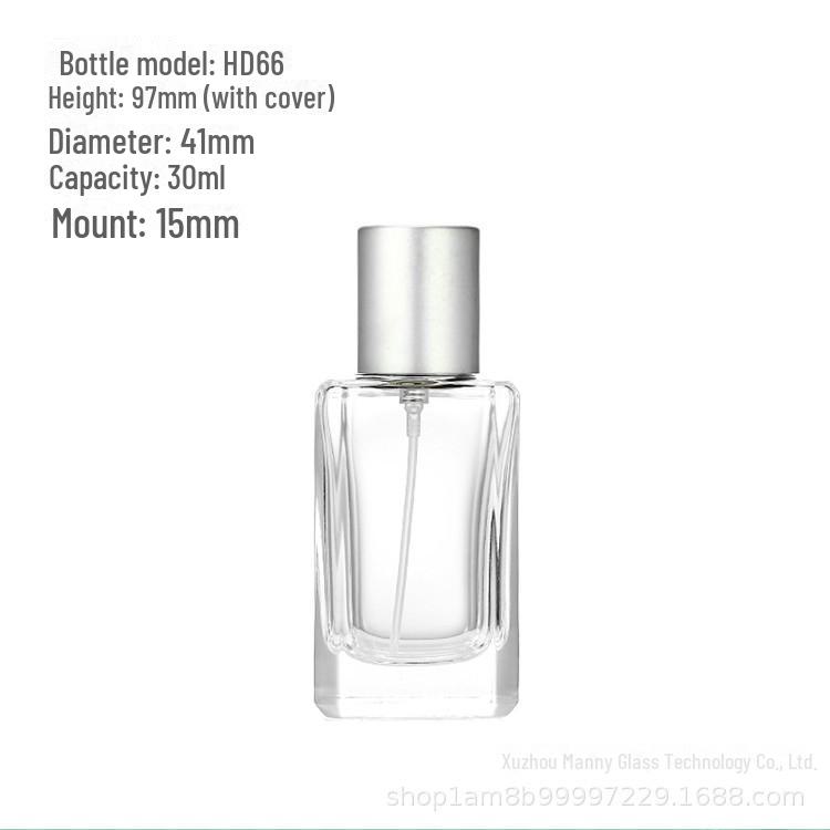 Square Transparent Glass Perfume Bottle - 25ml/50ml Spray & Water Replenishment