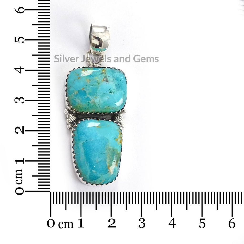 Arizona Turquoise Pendant: 925 Sterling Silver, December Birthstone